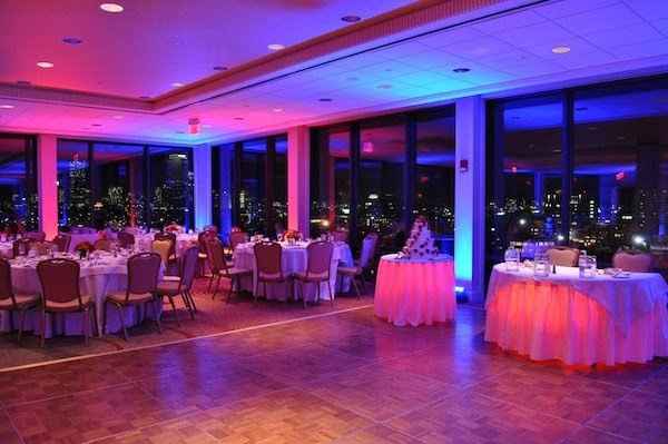 Uplighting and wall-to-wall windows