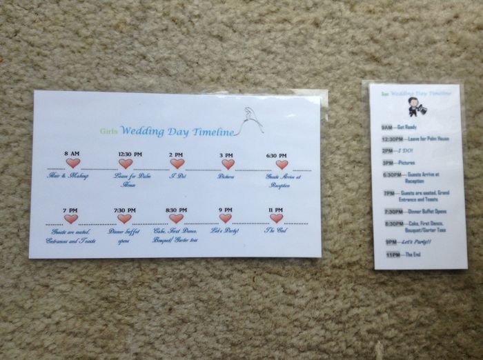 DIY WP guys and girls timelines for the big day!
