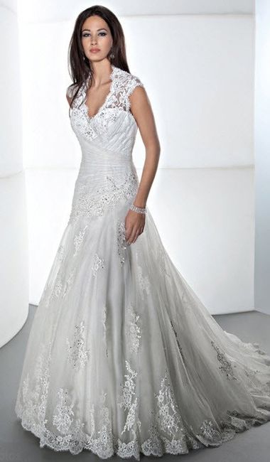Please show me pictures of your a-line/off-shoulder wedding dresses. I'm a pear shape and struggling