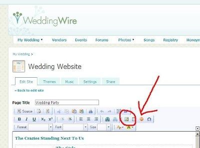 how do you add pictures of the wedding party on my ww website