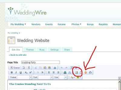 how do you add pictures of the wedding party on my ww website