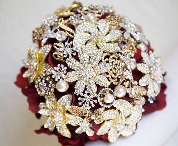 Wine & gold w/ crystals 