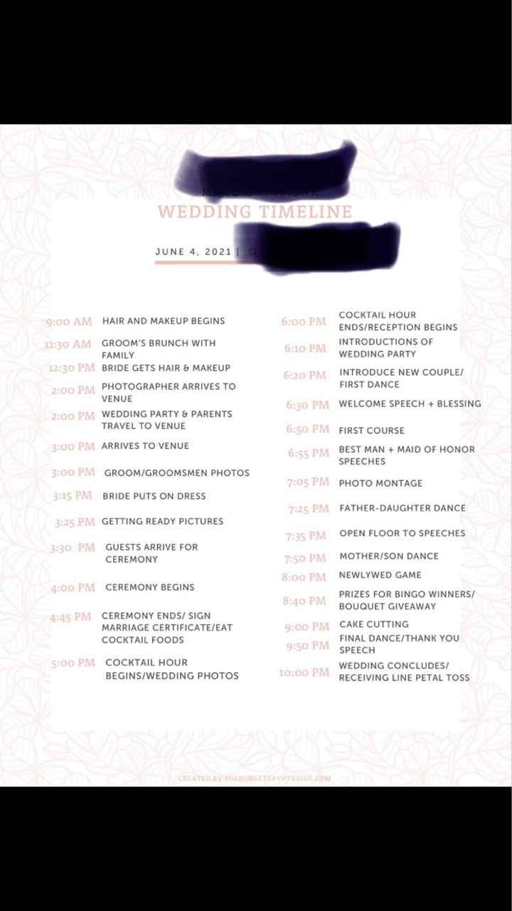 Wedding timeline - 1