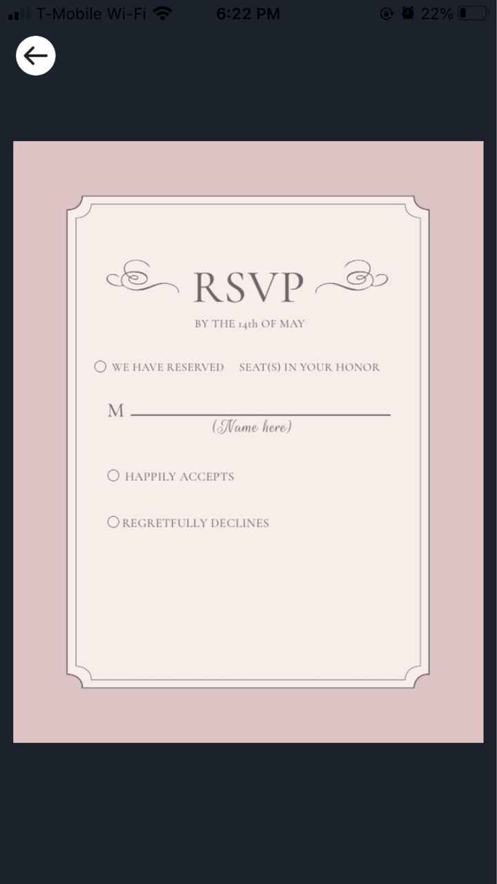 Are you putting the number of seats reserved on your rsvp cards? - 1