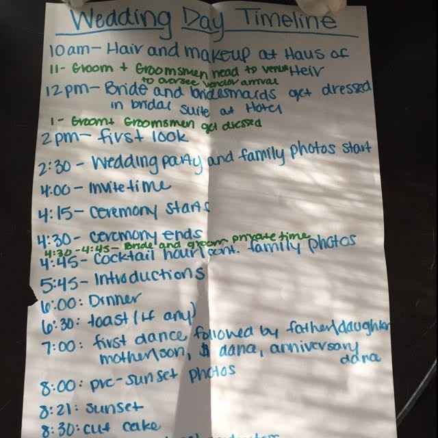 Wedding Day Timeline