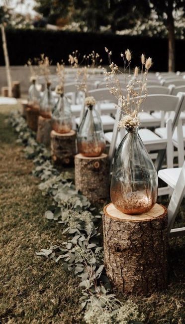 aisle decor tree stumps forest ceremony