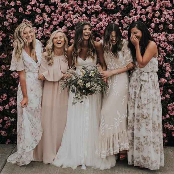 mix and match bridesmaids dresses blush pink