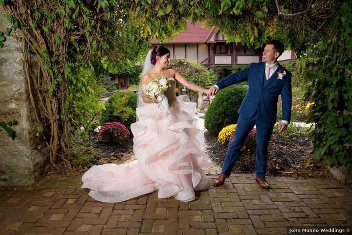 beautiful blush dress couple dancing