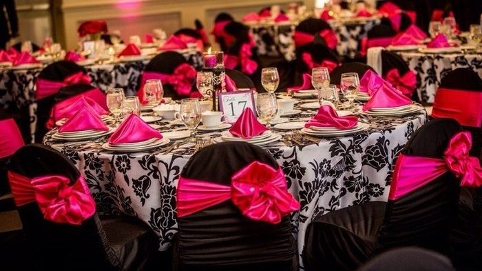 Black and hot pink wedding colors / theme