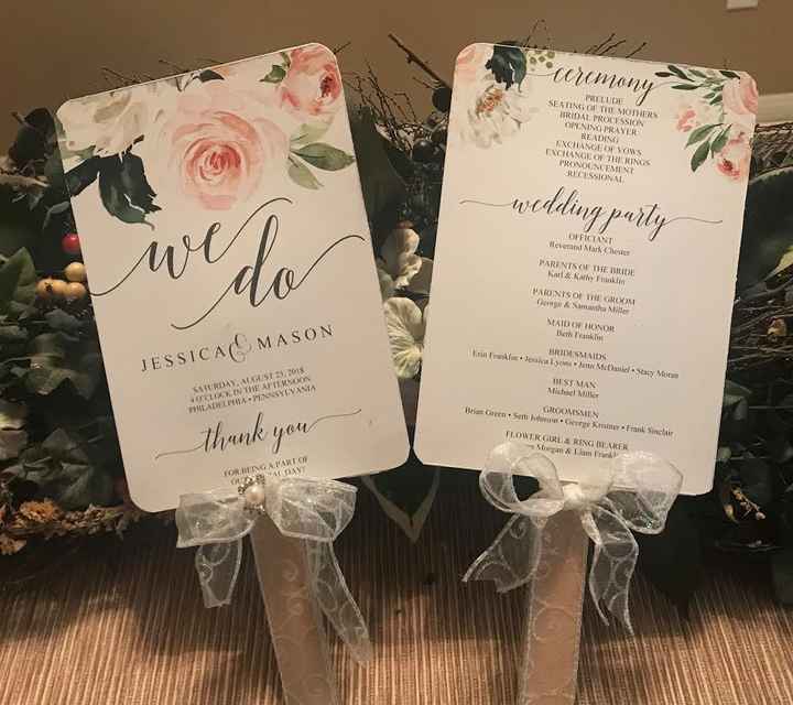 Great Favor for your guests telling the details of you ceremony and a Fan to cool things off.