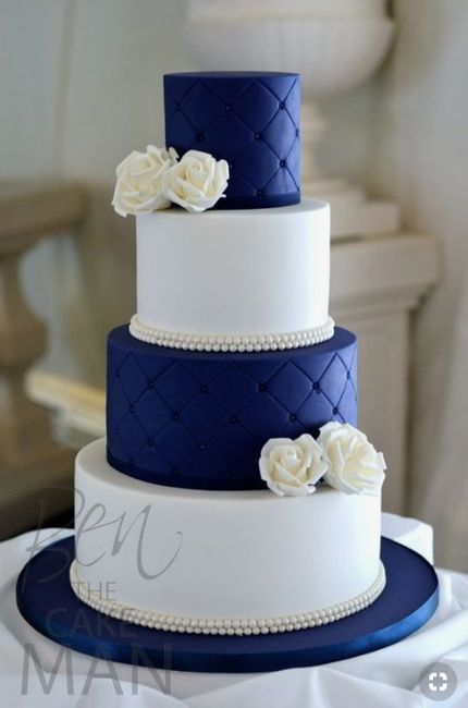 Blue and white cake