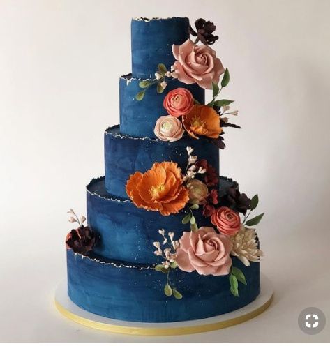 Blue and white cake