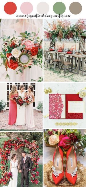 Moody Spring Color Palette Red pink Beige Green