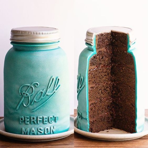 Mason jar shaped cake