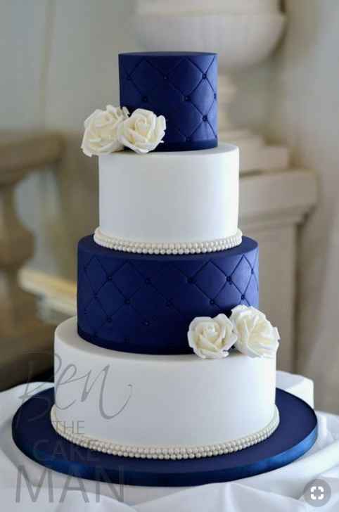 Blue and white cake