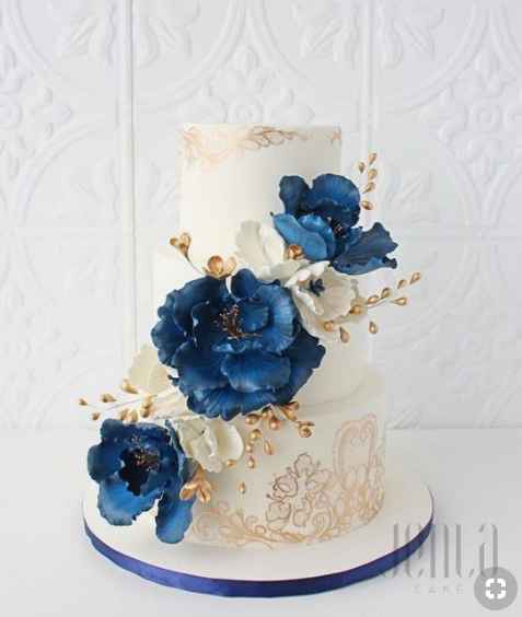 Blue and white cake