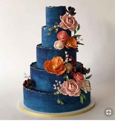 Blue and white cake