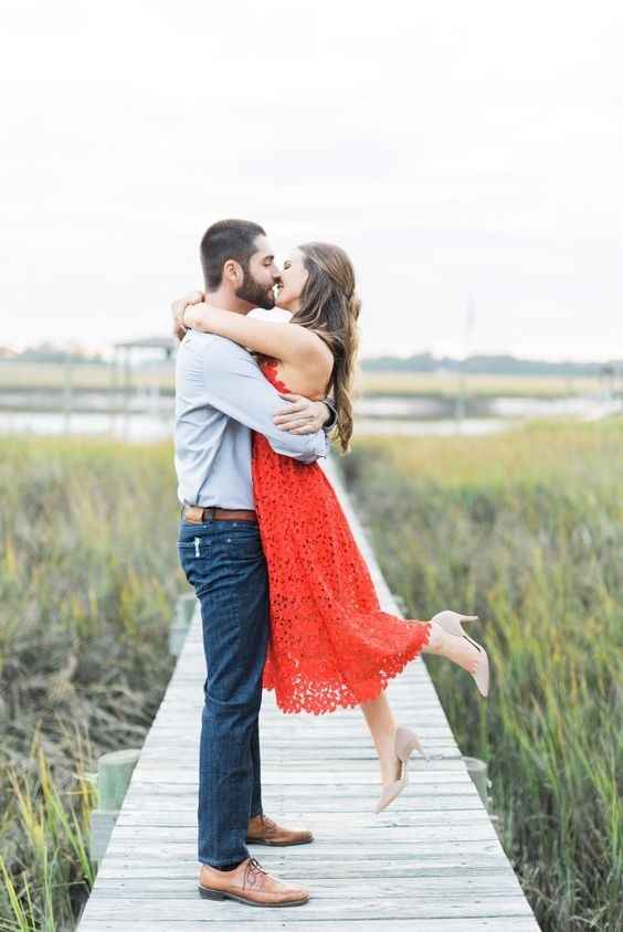 Engagement Shoot Outfit Ideas Red Dress