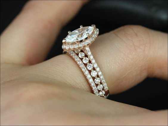 Marquise engagement rings with band