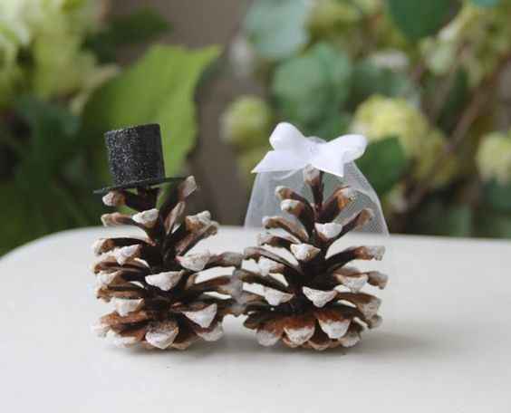 Winter Wedding Pinecone Cake Topper 