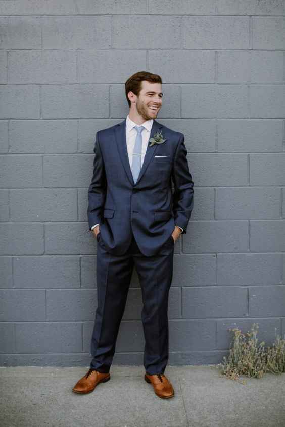 Navy Suit Grey Tie