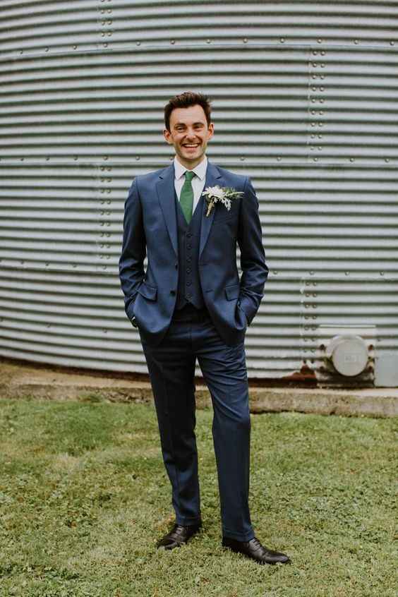 Navy Suit Green Tie
