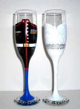 US Marine Corps wedding toasting glasses
