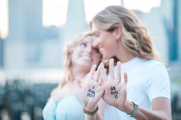 couple engagement announcement, she said yes