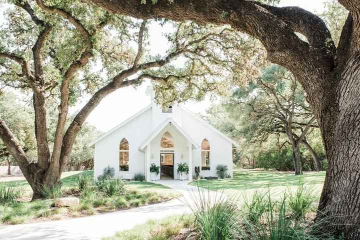 white church wedding ceremony in woodland