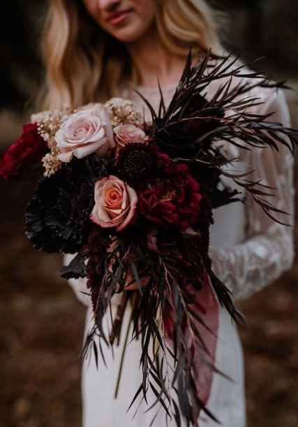 black, red, blush and burgundy wedding bouquet