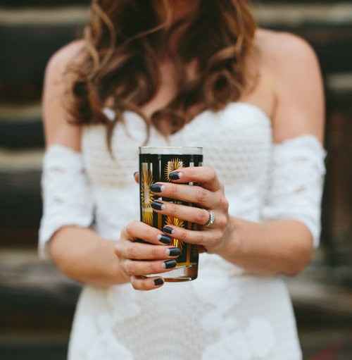 reverse black wedding day french manicure 