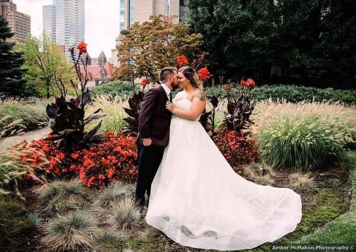 wedding dress with a big train