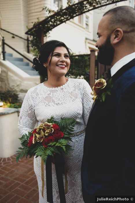 wedding dress with long lace sleeves, fitted gown