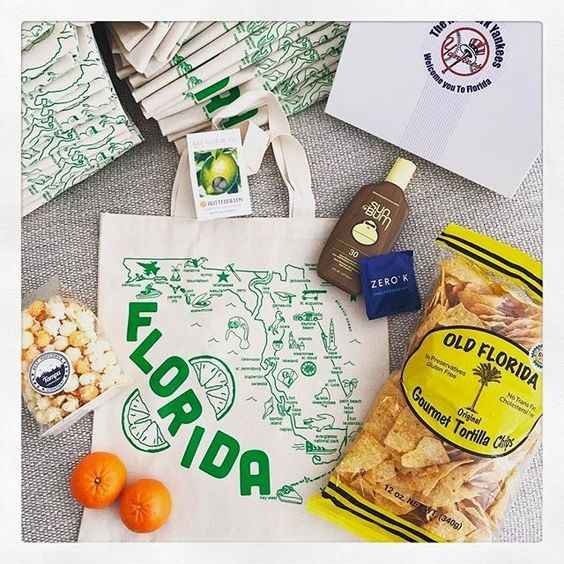 florida welcome bag ideas with sunblock, treats