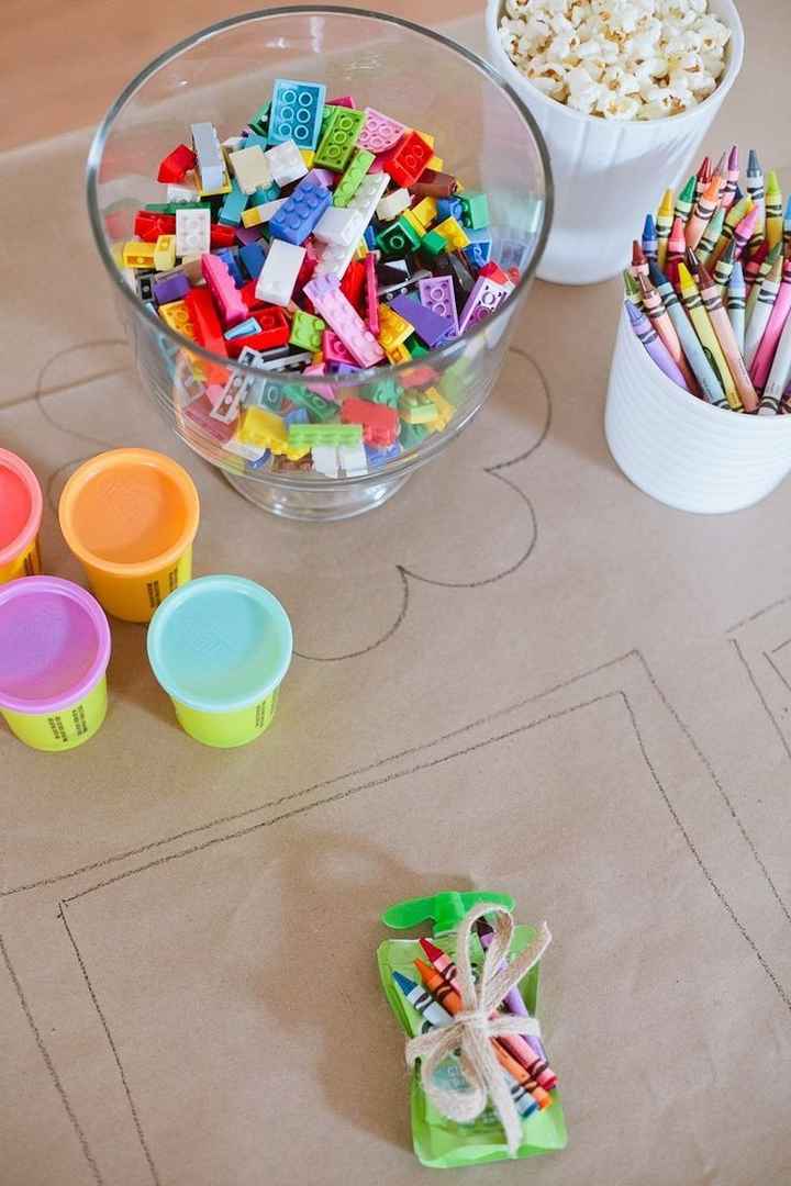 wedding table for kids with lego and play dough