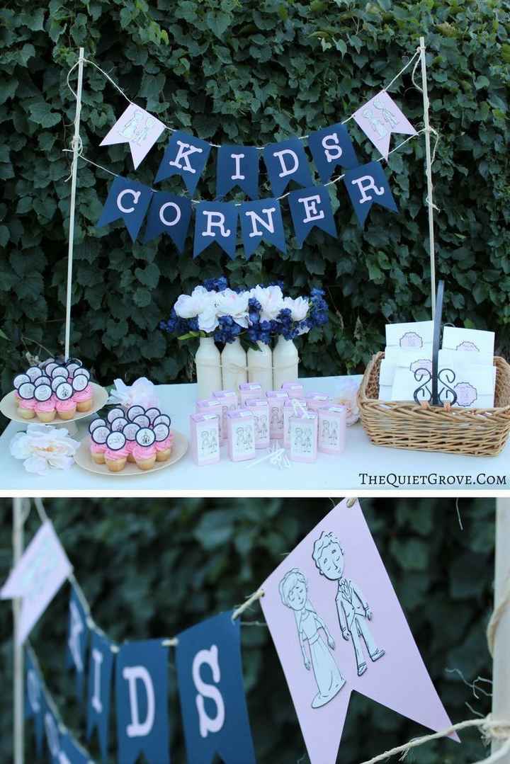 cute wedding kids table bunting and signage
