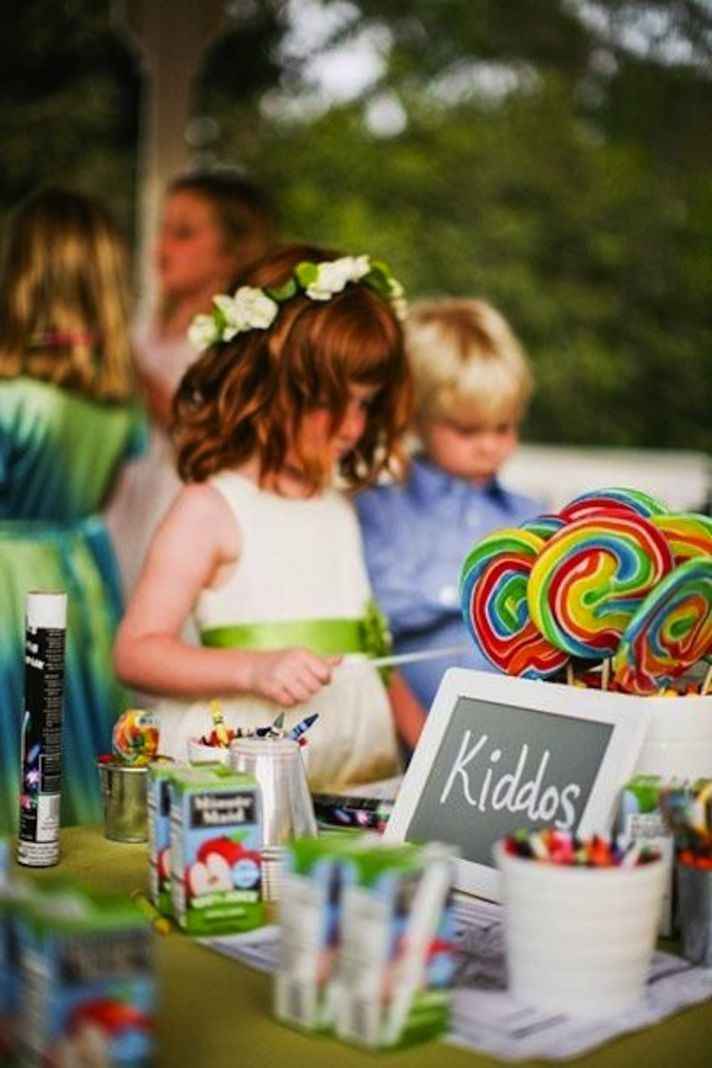 Kids table at wedding with candy