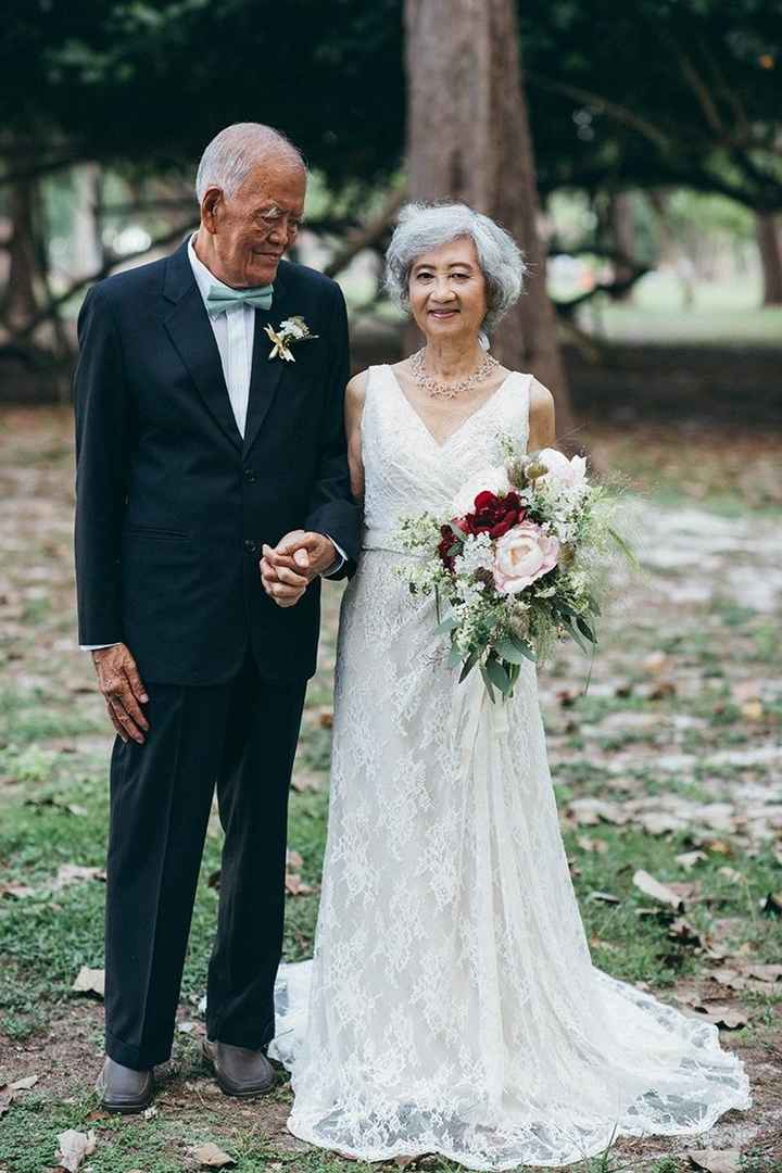 elderly bride lace wedding dress