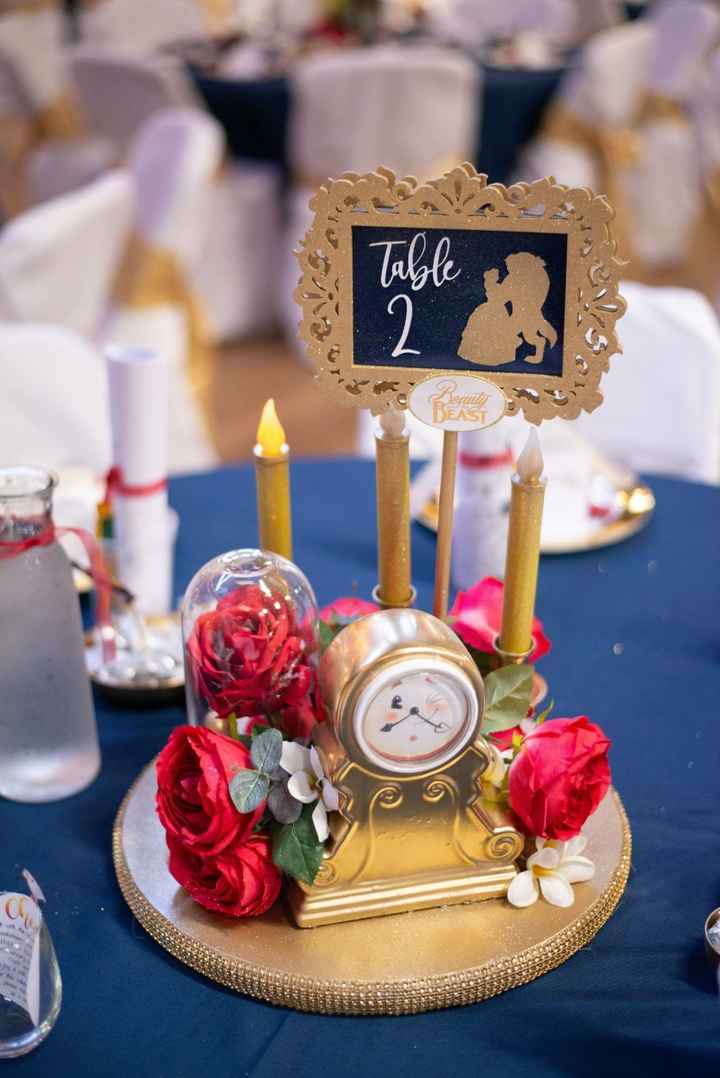 Beauty and the beast wedding centrepiece