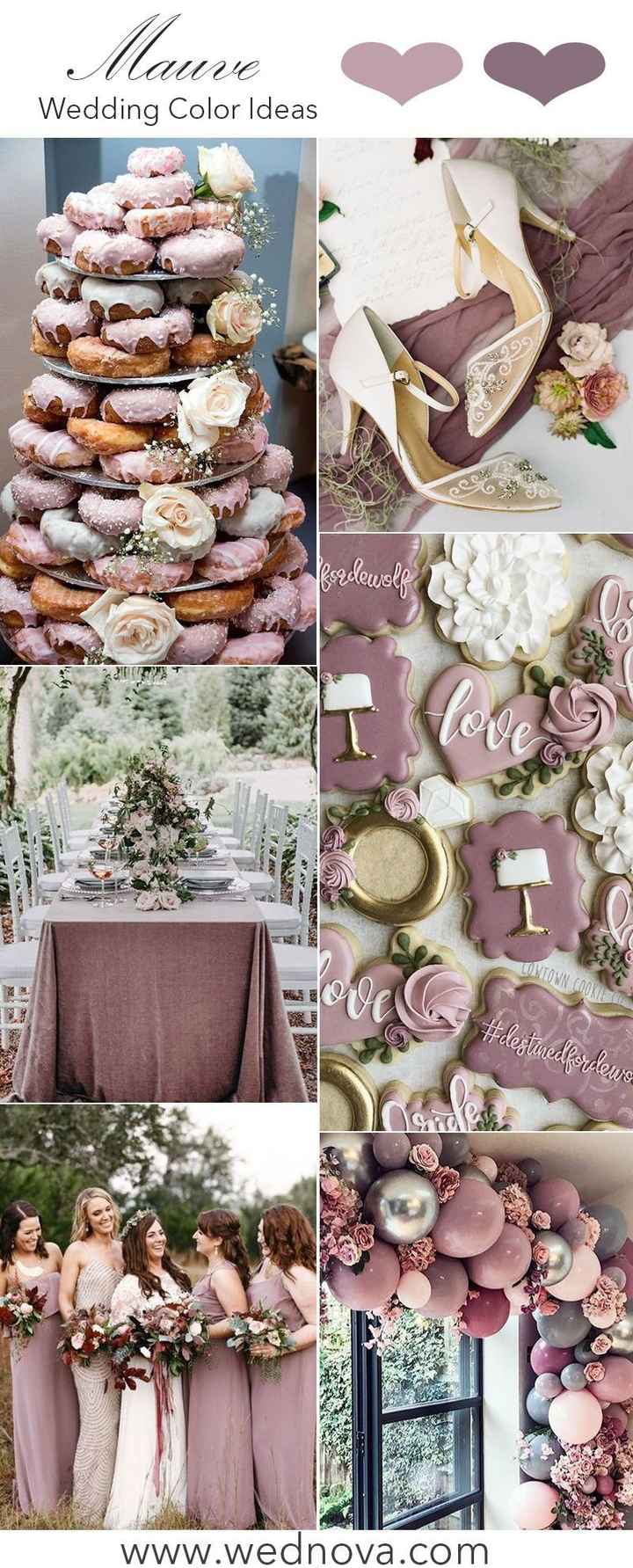 mauve wedding desserts. doughnuts and cookies