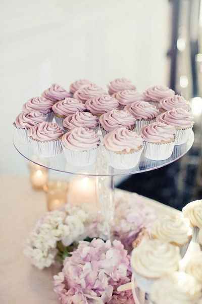 wedding dessert table, mauve cupcakes