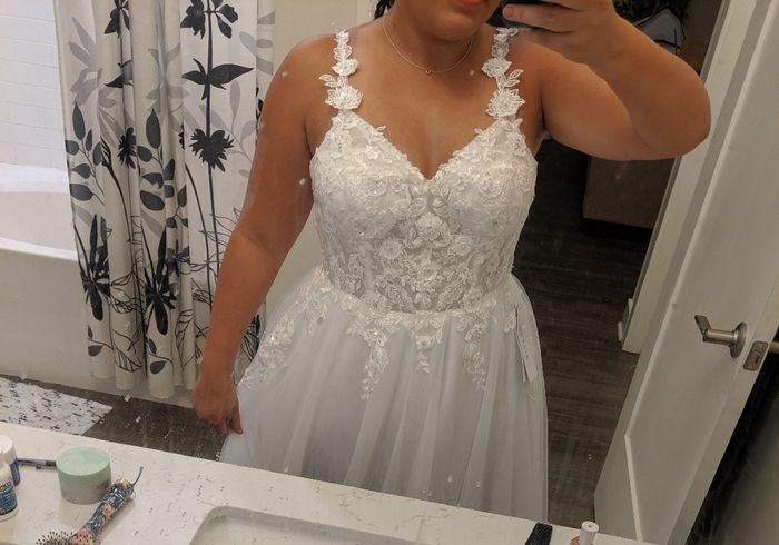 Azazie wedding dress try on - 1
