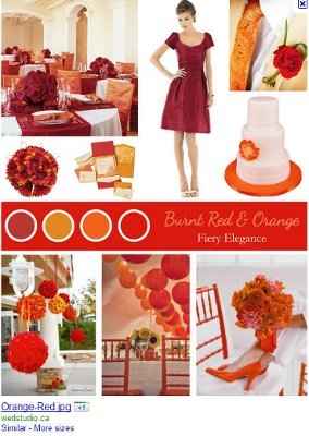 What colors go/complement with persimmon (dark orange) for my wedding?