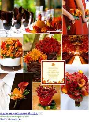 What colors go/complement with persimmon (dark orange) for my wedding?