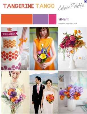What colors go/complement with persimmon (dark orange) for my wedding?