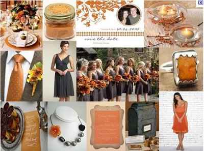 What colors go/complement with persimmon (dark orange) for my wedding?