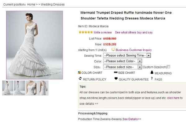 For Fun- how much would a knock off of your dress be?