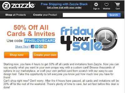 PSA: 50% off cards and invitations at www.zazzle.com