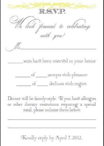RSVP wording and opinions