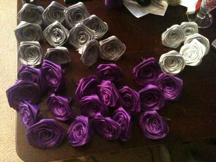Ribbon roses for my bouquets....take 3.